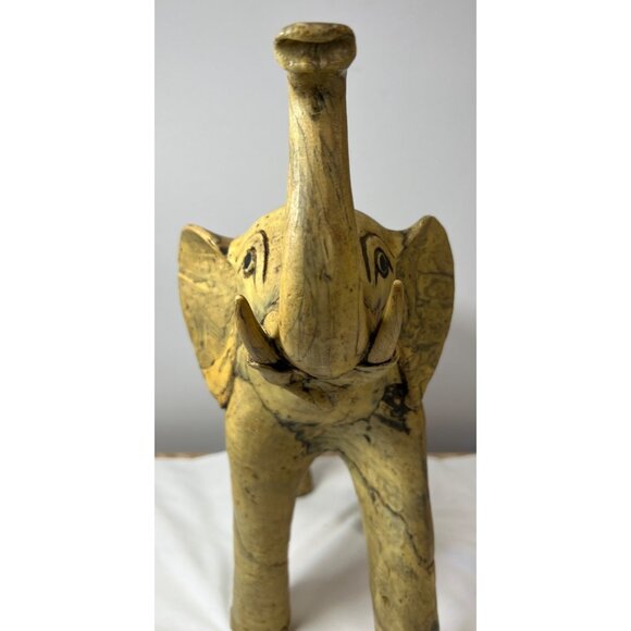 Hand-Carved Crushed Oyster Shell Elephant Figurine, Large - Picture 13 of 15